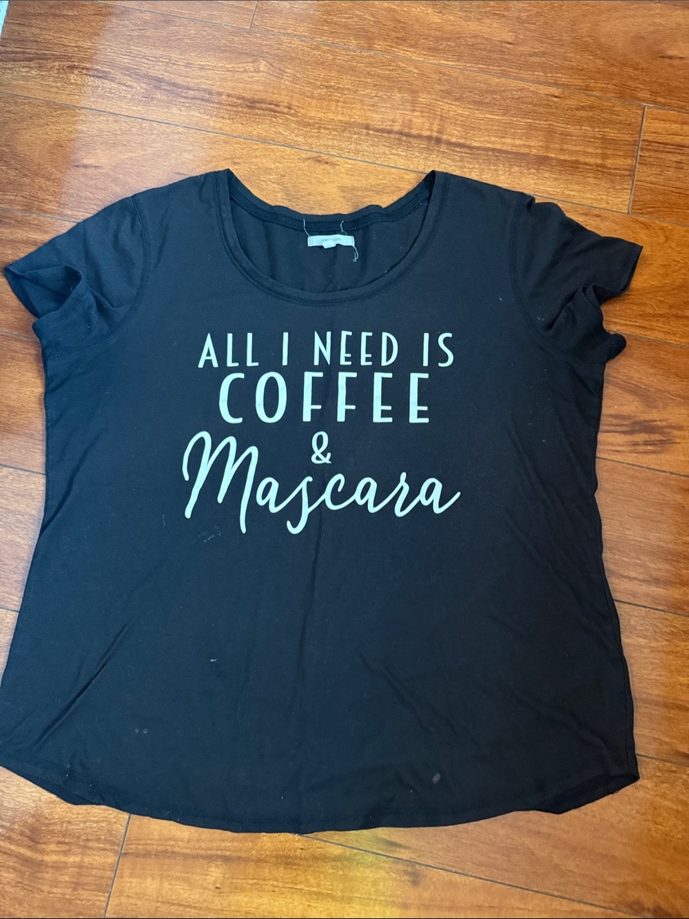 Maurices Black Tee with White 'All I Need Is Coffee & Mascara' Graphic